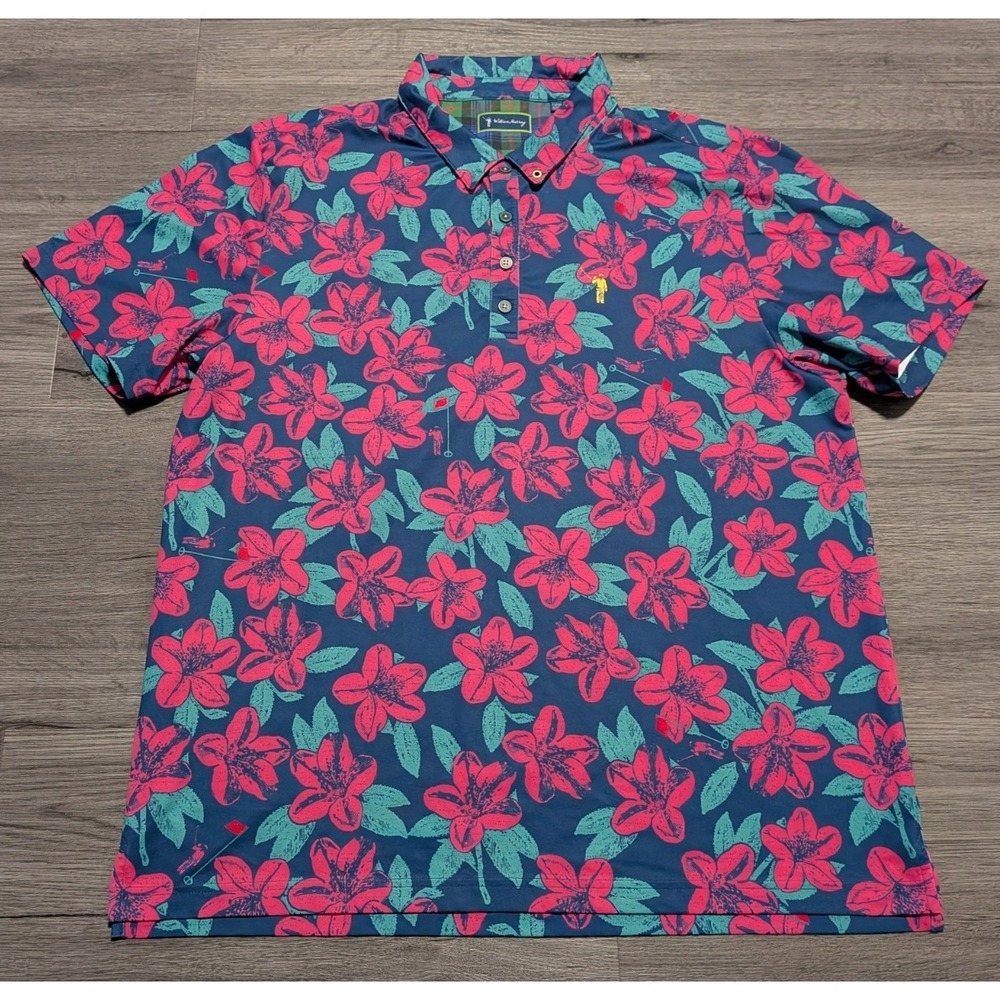 William Murray Men's Multicolor Floral Short Sleeve Polo Golf Shirt Size XL